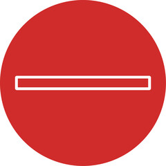 Simple Outline Circle Minus Sign Red Color Warning Road Icon