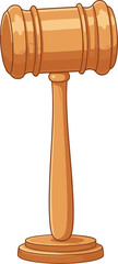 Cartoon Wooden Gavel Illustration of Justice Legal Law Instrument