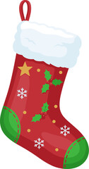 Cartoon Christmas Stocking with Holiday Decoration for Festive Season
