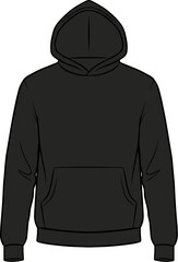 Isolated Black Hoodie Illustration for Fashion and Design Mockups