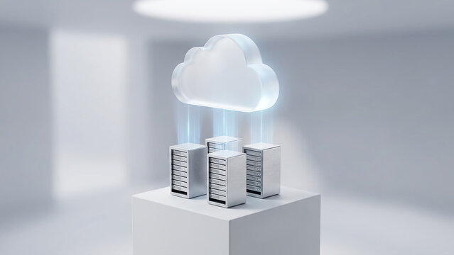 Minimalist Tech Cloud Server 3D Render