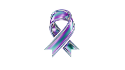 3D Holographic Ribbon on transparent background