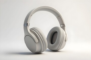 Modern White Wireless Headphones Isolated on Clean Background