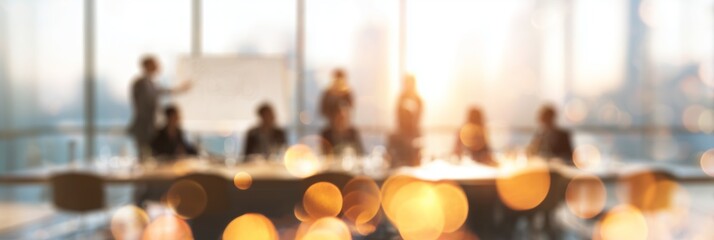 Blurred Business Meeting with Golden Bokeh