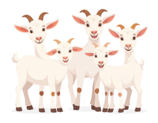 Cartoon White Goat Couple Farm Illustration