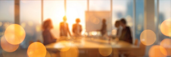 Blurred Business Meeting with Golden Bokeh