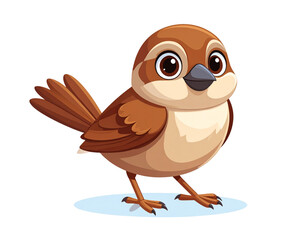 Fototapeta premium Cute Cartoon Sparrow Character