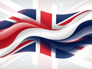 Vibrant UK flag design with waving red, white and blue stripes
