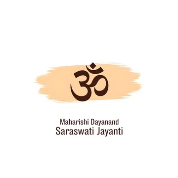 Maharishi Dayanand Saraswati Jayanti design with Om symbol on orange brush stroke.