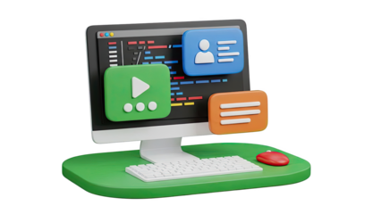 3D Computer with Coding and UI Elements