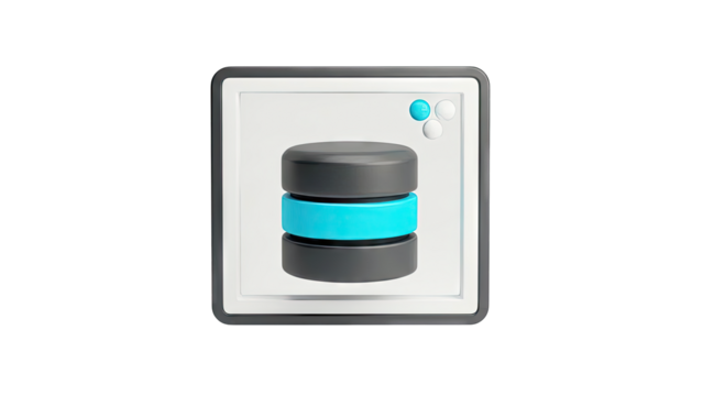 3D Database Icon with Blue and Gray Discs - Powered by Adobe