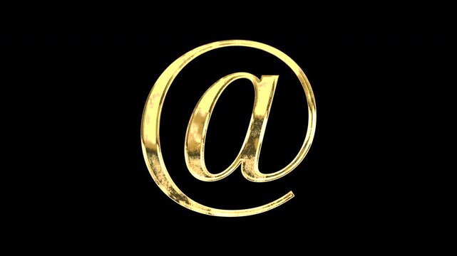 Gold at sign, light reflecting and patterns shifting, alpha channel