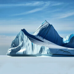 Sunlit Iceberg Peak Rises From Calm Arctic Waters Under A Clear Blue Sky
