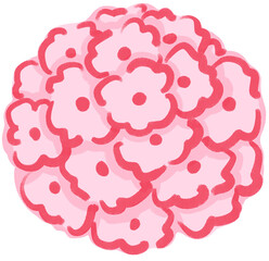 Pink Hydrangea Flower Illustration in Hand Drawn Style