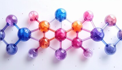 Colorful molecular structure model representing chemistry and scientific research concept
