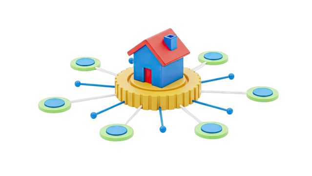 3D Abstract Representation of a Smart Home Network - Powered by Adobe