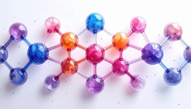 Colorful molecular structure model representing chemistry and scientific research concept - Powered by Adobe