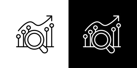 Magnifying Glass Over Growing Bar Chart Illustrating Business Growth and Financial Analysis