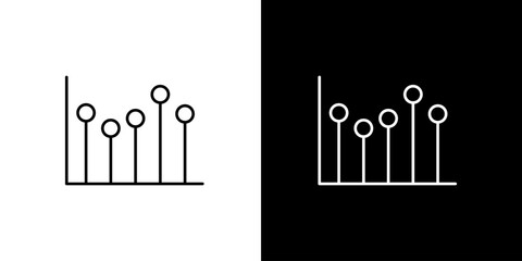 Abstract bar chart graphic icon illustration with dots on top of each bar