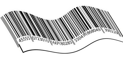 Wavy Barcode Design with Numbers on White Background.