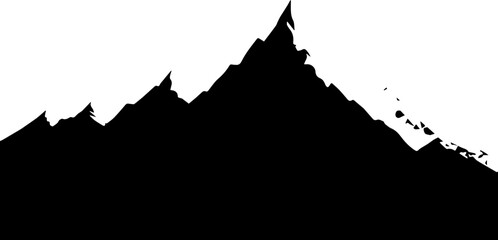 Dramatic mountain range silhouette for outdoor adventure brand, rugged peaks evoking strength and resilience, perfect for logo design and nature themes © Teh