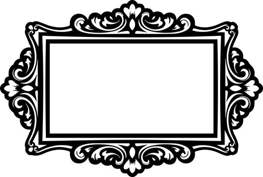 Ornate Baroque Filigree Frame Silhouette for Elegant Invitation Designs