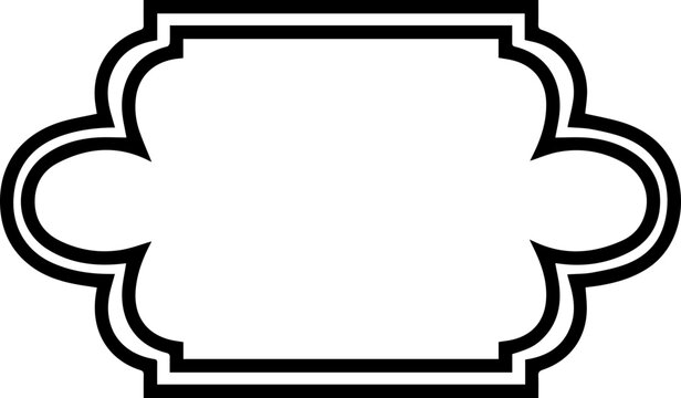 Simple Moroccan Style Quatrefoil Frame Border in Black Outline