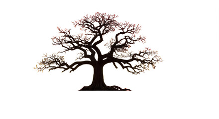 Large tree with no leaves is shown against a white background. isolated illustration transparent background