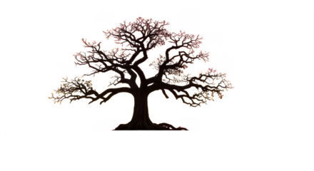 Large tree with no leaves is shown against a white background. isolated illustration transparent background