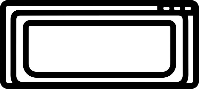 Minimalist Browser Window Frame UI Element Black and White Outline Template