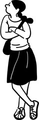 Arms crossed, woman, line art, vector