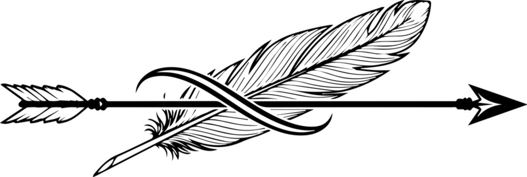 Striking arrow with a feather design conveys freedom, focus, and precision, ideal for brands seeking to project accuracy and creative inspiration