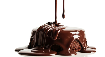 Chocolate cake with chocolate drizzle on top. isolated illustration transparent background
