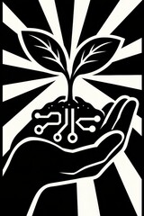 Raised diverse hands holding banner reading solidarity unity equality on transparent background, activist message ready for compositing