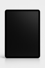 Realistic TV monitor mockup with black screen on neutral backdrop, ready to showcase UI designs and streaming layouts