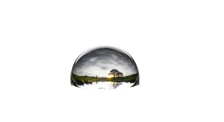 Large glass sphere with a tree in the middle of it. isolated illustration transparent background