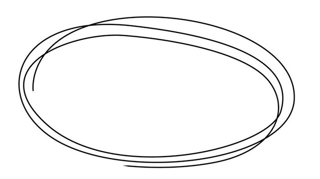 Animation of a single line drawing of a round frame. Continuous contour movement of a round frame. Continuous video with one line, circle line shape animation continuous one line drawing, Single