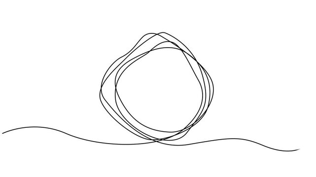 Animation of a single line drawing of a round frame. Continuous contour movement of a round frame. Continuous video with one line, circle line shape animation continuous one line drawing, Single