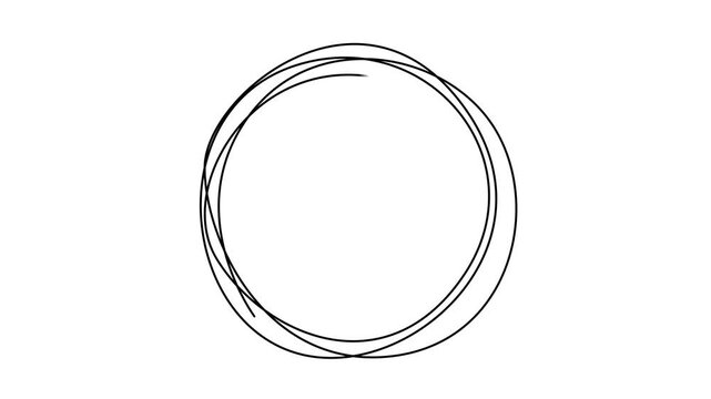 Animation of a single line drawing of a round frame. Continuous contour movement of a round frame. Continuous video with one line, circle line shape animation continuous one line drawing, Single