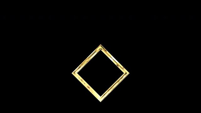 Gold diamond symbol, light reflecting and patterns shifting, alpha channel