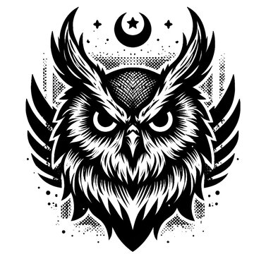 Great Horned Owl Ink Esports Mascot Logo Vector