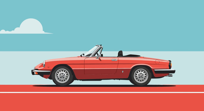 Classic red convertible car illustration
