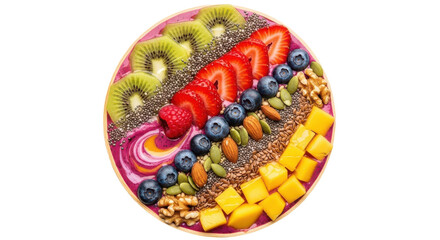 Colorful fruit salad with a variety of fruits including strawberries. isolated illustration transparent background