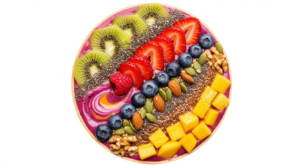 Colorful fruit salad with a variety of fruits including strawberries. isolated illustration transparent background