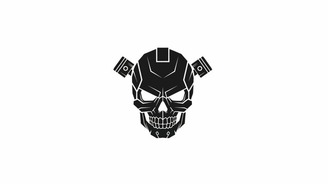Black and white illustration of a skull with boxing gloves on a plain white background. - Powered by Adobe