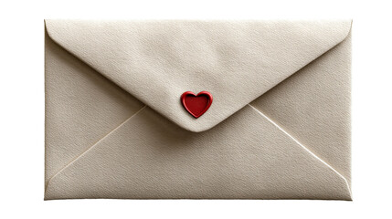 Elegant textured beige envelope sealed with a vibrant red heart wax stamp, symbolizing love and confidentiality for romantic messages, special announcements, or wedding invitations.