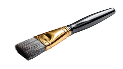 Professional painting brush with sleek black handle and golden ferrule offers precision for artists and decorators working on various projects and hobbies