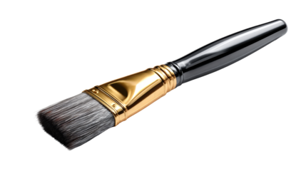 Professional painting brush with sleek black handle and golden ferrule offers precision for artists and decorators working on various projects and hobbies