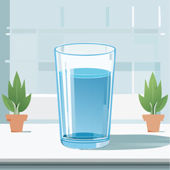 透明なコップに入った水のイラスト