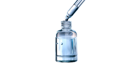 A delicate glass dropper carefully dispenses a translucent liquid serum into an elegant cosmetic bottle, symbolizing purity and hydration for effective skincare product promotion and